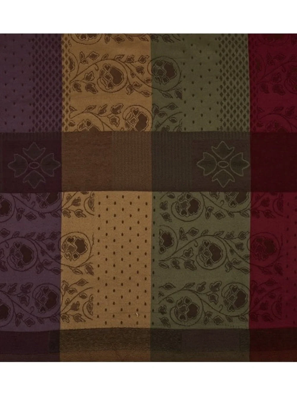 Luxury Patchwork King 3 piece Comforter Set - Plum, Olive, Gold, Gray